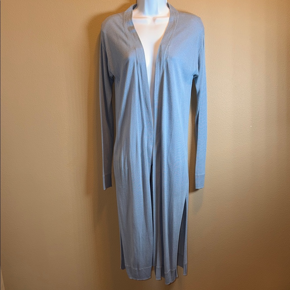 Michael Michael Kors Women’s XS Sky Blue Long Open Cardigan Pockets & Side Slits